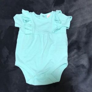 Teal baby girl onesie